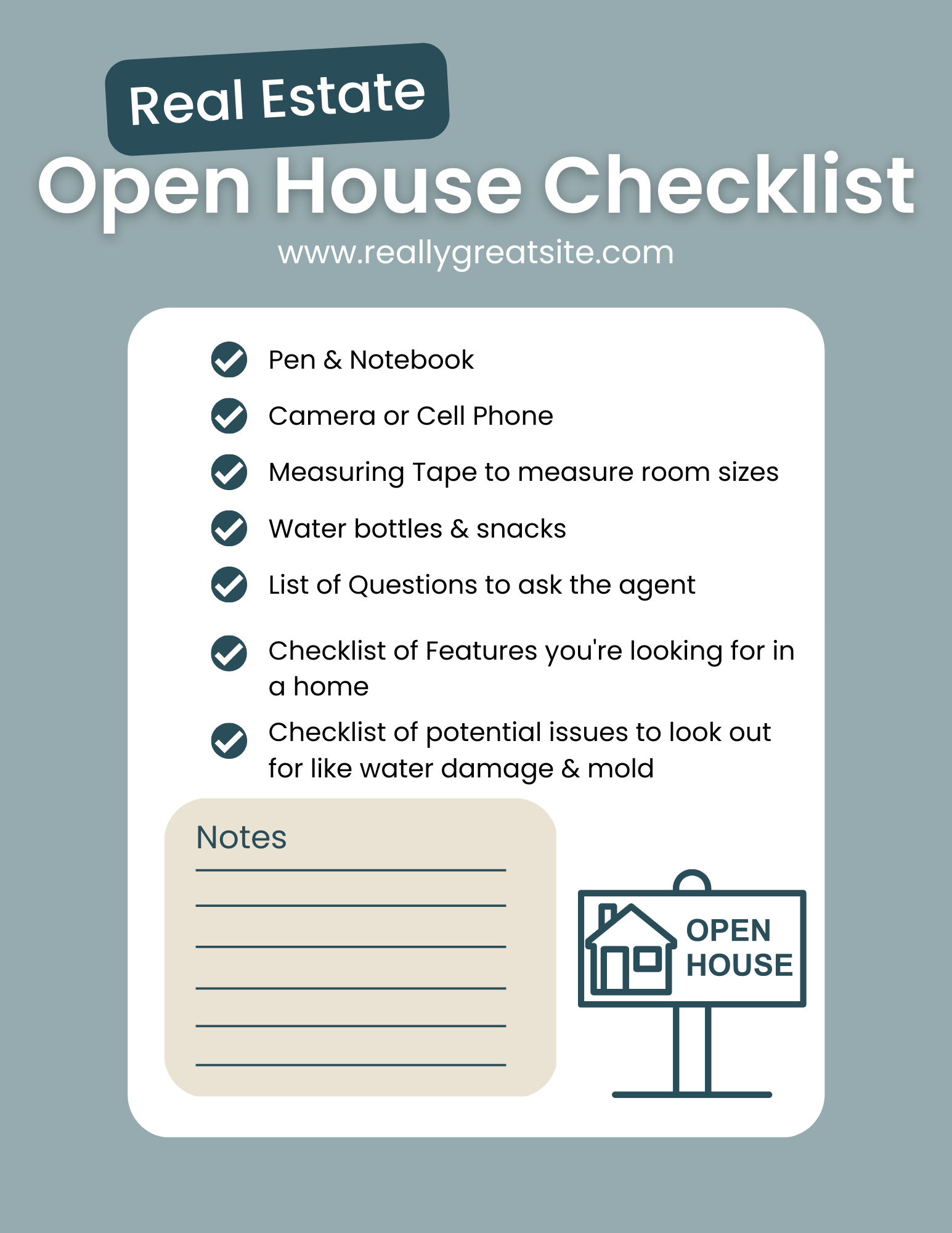 Open House Checklist for Buyers Open House Checklist